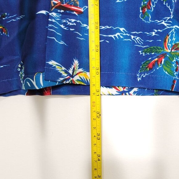 Aloha Joe Vintage Blue Hawaiian Print Short Sleeve Y2K Button-Down Casual Shirt - Picture 5 of 16